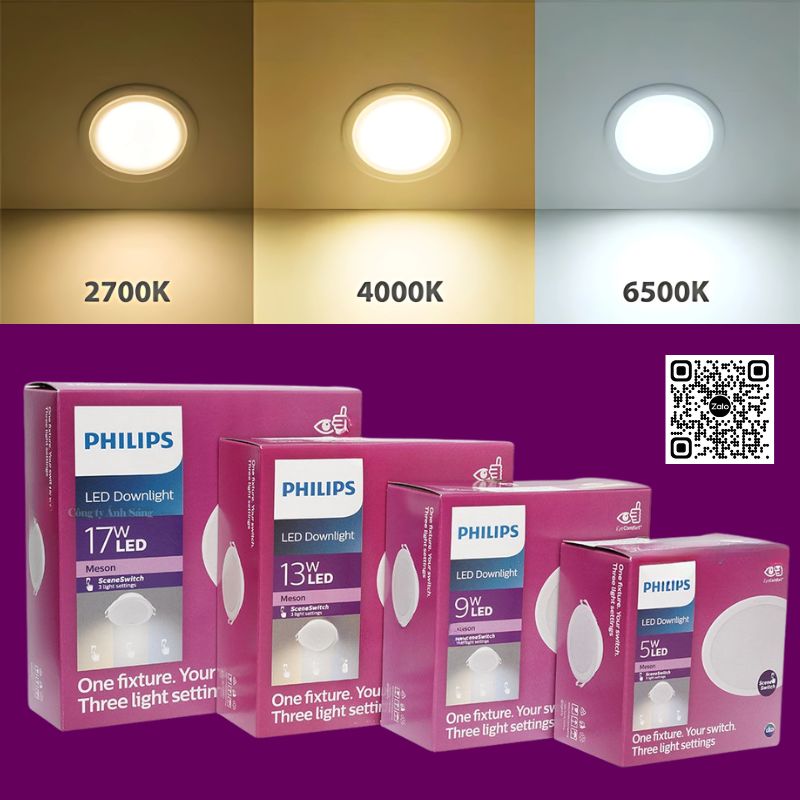 Âm trần Philips LED Meson Đổi màu SSW / 9W (Φ105)